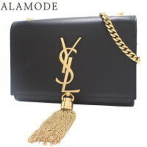 SAINT LAURENT PARIS Kate Chain Shoulder Bag YSL Fringe Leather Black